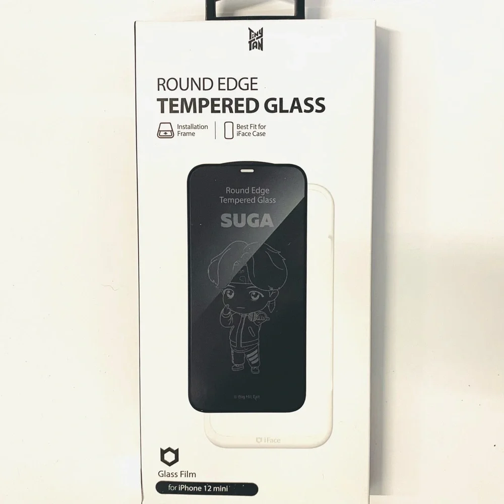 iFace TinyTAN BTS (SUGA) Tempered Glass Screen Protector for iPhone 12 Mini NEW
